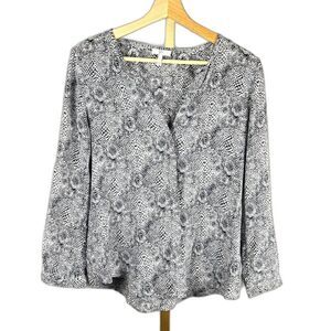 Joie 100% Silk Blouse Sz S Gorgeous Snakeskin Print EUC 3/4 Sleeves Animal Print